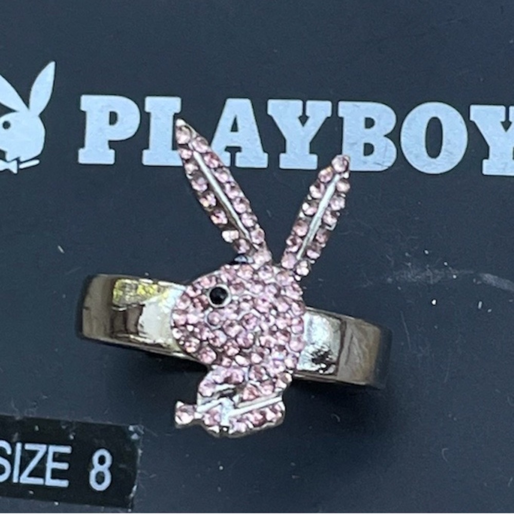 NWT! Playboy Bling Crystal Pink Ring Size 8.